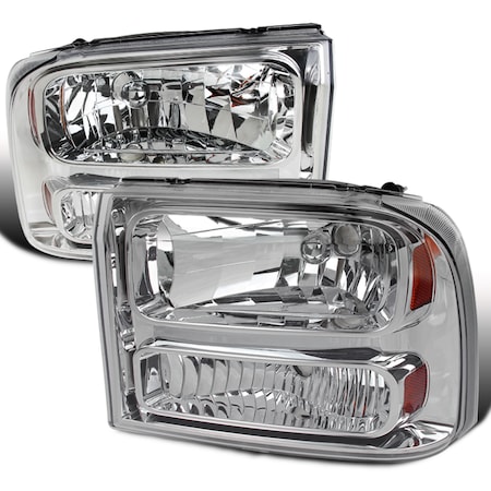 Spec-D Tuning 99-04 Ford F250 1 Piece Chrome Euro Headlights 2LH-F250991PC-ABM
